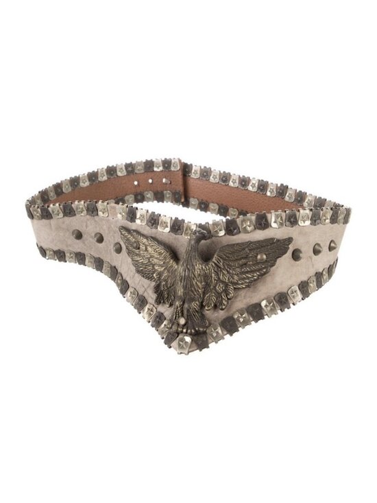 Jose Cotel Authentic Beige Taupe Bronze Stud Eagle Leather Metal Waist Belt main image 4